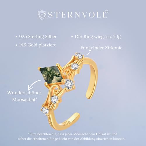 Bague agate mousse résolvant le manque d'originalité en argent 925 et zircone