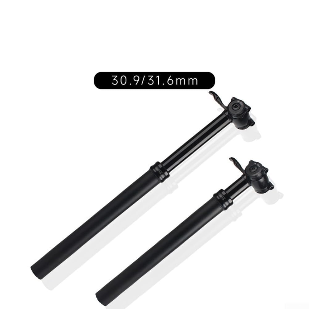 Tige de Selle Suspendue télescopique réglable avec Suspension pneumatique, Amortisseur, 31,6 mm, Alliage d'aluminium CNC, réglage Manuel de la Hauteur, Noire, pour VTT et vélo de r