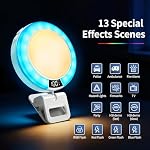 UFO RGB L'éclairage photo portable de Selfie, 1800mAh Remboursé CRI 95+ 2500-6000K Support de lampe de panneau variable, 360° LED La lumière de remplissage de bague de Selfie pour les selfies/Photographie/TikTok/Vidéo Conférence