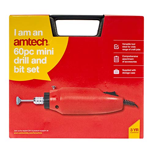 Amtech V2560 Mini Drill (60 Piece) with Bit Set for Craft and DIY. Electric Grinder Kit and Rotary Power Tool for Carving and Grinding 4 Amtech V2560 Mini Drill (60 Piece) with Bit Set for Craft and DIY. Electric Grinder Kit and Rotary Power Tool for Carving and Grinding - Image 4