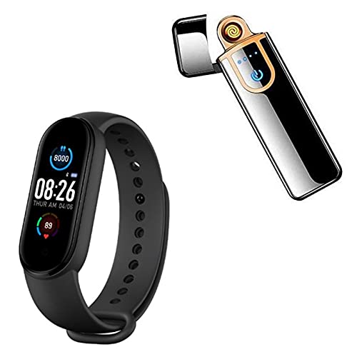 Combo Pack of 2 Items - Slim Electronic Touch Sensor Lighter, M5 Smart Band Fitness Watch (1 Year), Multicolour-picture-21