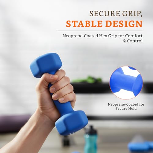 Image of Amazon Brand - Solimo Neoprene Dumbbell 3 Kg, Set of 2 (Blue)