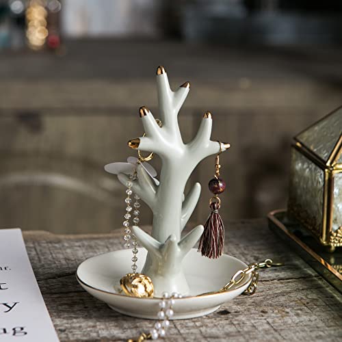 Wanya Ceramic Coral Ring Holder, White Tree Ring Dish For Jewelry, Christmas Gifts For Women Girls Birthday Wedding Graduation Valentines Bday Gift #TOP1