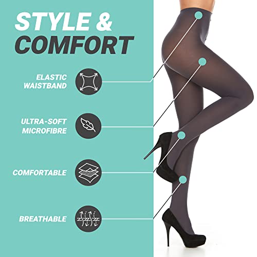 Image of DARESAY Opaque Tights for Women- Women's Opaque Microfiber Tights, Comfy & Silky Pantyhose or Stockings for Women, 3-Pack.