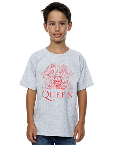 Absolute Cult Queen Boys Distressed Crest T-Shirt Sport Grey 7-8 Years