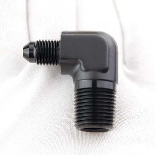 Conector AN4 macho a 3/8 NPT con codo de aluminio negro de 90 grados y acabado anodizado premium 8