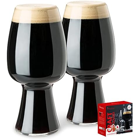 Spiegelau Craft Beer Stout Glass, Set of 2, European-Made Lead-Free Crystal, Modern Beer Glasses, Dishwasher Safe, Professional Quality Beer Pint Glass Gift Set, 21 oz Cover