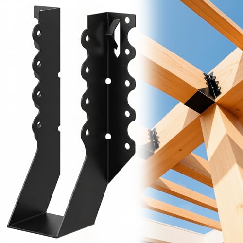 100 Pcs 2x8 Joist Hanger, LU28 18 Gauge Heavy Duty Galvanized Steel Face Mount Rafter Brackets, Thickness Hurricane Straps for Roofs,Decking,Floors and Ceiling, Black