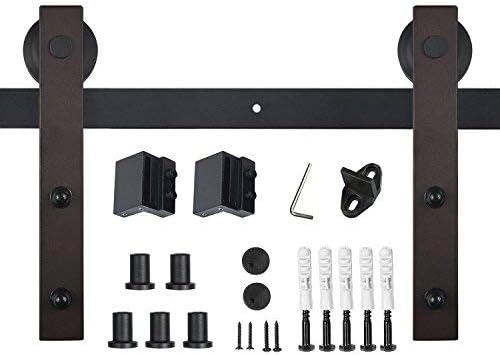 WBHome Sliding Barn Door Hardware Kit Set 6.6 FT-Antique Bronze Style, Brown