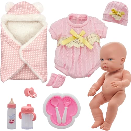 Muñeca bebé con accesorios y manta suave de 12 pulgadas miniatura 6