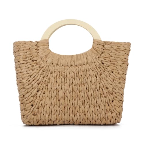 Bolso de paja para mujer tipo tote verano playa miniatura 1