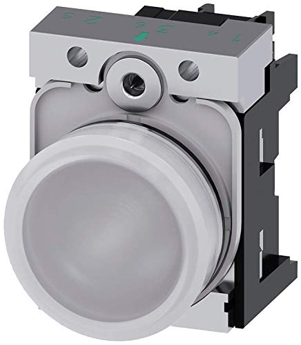 Voyant lumineux Siemens étanche IP69K en métal brillant blanc 22 mm haut de gamme