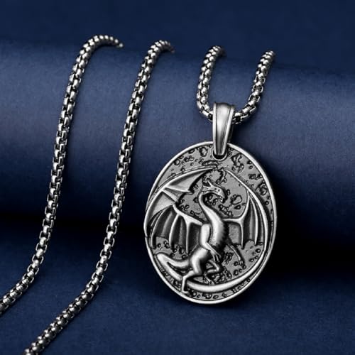 Collar de dragón gótico en peltre puro con alas de estilo punk 3