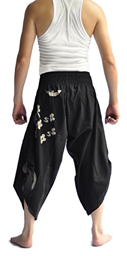 Siam Trendy Men's Japanese Style Pants One Size Black Japanese Design2