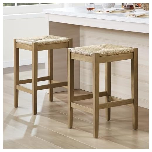 Elegant Backless Seagrass Bar Stools Set