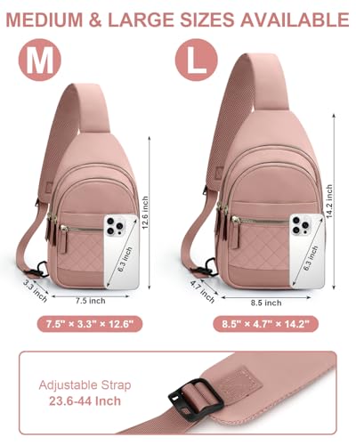 Image of Capolo Sling Bag for Women Men Waterproof Crossbody Bags for Women Trendy Casual Fanny Pack with Convertible Shoulder Strap Chest Bag for Travel Hiking(Pink, Medium)