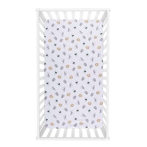 Sammy & Lou Safari Scribble 2-Pack Microfiber Fitted Crib Sheet Set, Fits Standard Crib Mattress 28 In X 52 In; Fully Elasticized, #TOP3