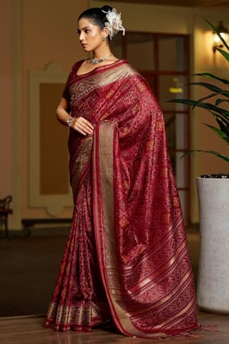 Image of SGF11 Women's Kanjivaram Patola Silk Saree Silk Saree Pure Golden Zari With Blouse Piece