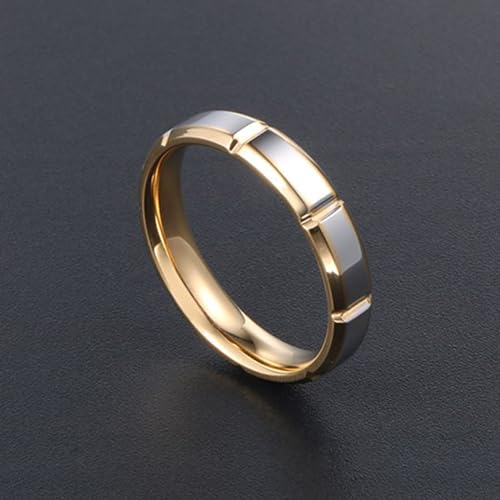 Silver Gold Wedding Rings Men, Stainless Steel Engagement Rings Women Two Tone Polished Ring3
