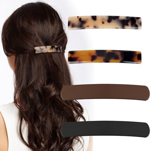 Pinzas para el cabello para mujeres, estampado de caparazón de tortuga y negro, colores neutros, accesorios para el cabello (4 piezas)