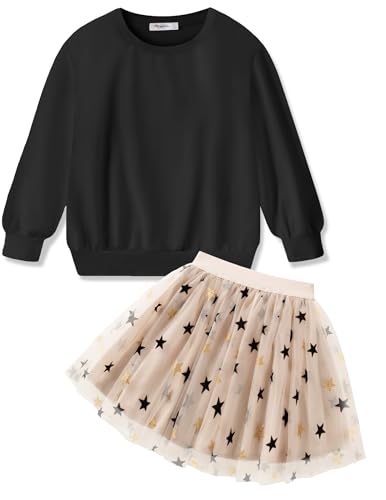 Image of Arshiner Toddler Girl Clothes Long Sleeve Pullover Sweatshirt and Tutu Skirt 2 Piece Outfits Kids Clothing Set Party Dress