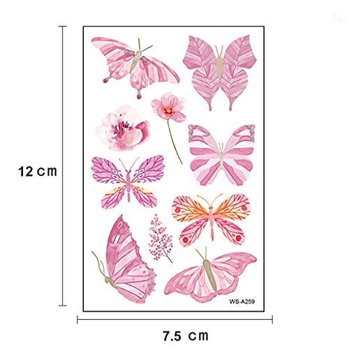 Temporary Tattoo, Fake Tattoo 100Pcs Pattern, Waterproof Body Stickers, Cute Tattoo Decorations, Birthday Party Favor Supplies Decor For Kids Boys Girls Children Toddler Teens 10 Sheets Butterfly #TOP6