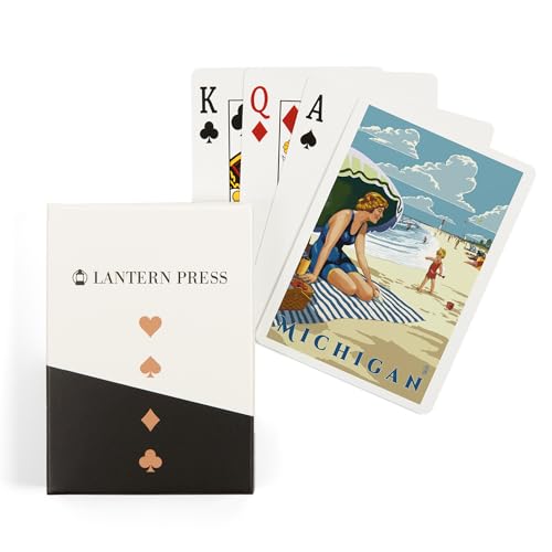 Lantern Press Michigan, Mujer en la Playa, 52 Cartas