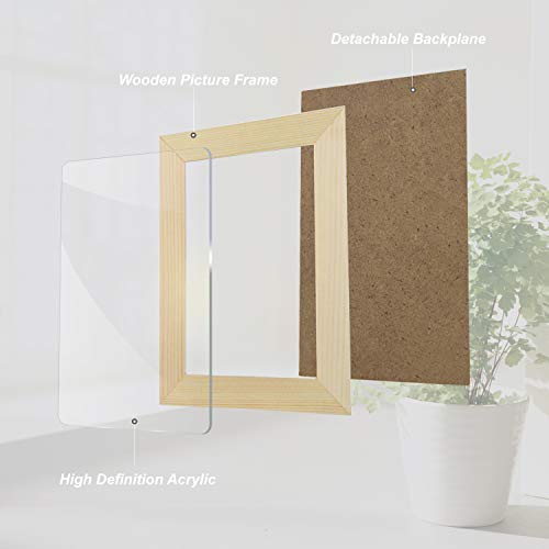 Ajcoflt Moldura de madeira de 8 polegadas, moldura de madeira natural Eco com moldura de acrílico de