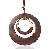 COOSTUFF ANNA Handmade Big Brown Wood Pendant African Vintage Long Necklace for Women Jewelry Chunky