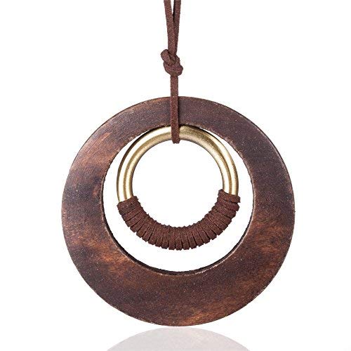 Coostuff Anna Handmade Big Brown Wood Pendant African Vintage Long Necklace For Women Jewelry Chunky Necklaces #TOP23