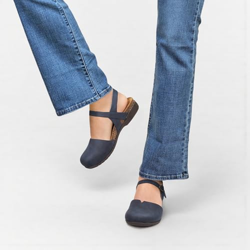 Image of PARTY Closed Toe Sandals Women, Barefoot Arch Support Flat Sandals for Office Work and Travel with Comfortable Cork Footbed
