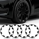 Wheel Rim Protect for Tesla Model Y 20' (2020-2024), Easy-Install Hubcaps Wheel Cover, Scratch-Resistant Car Tire Trim Rings, Stylish Design for Induction Wheels, Matte Black 4Pcs Model Y Accessories