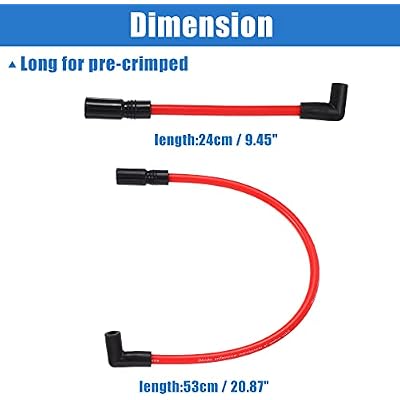 Motoforti 2 Pcs 10.4mm 10mm Spark Plug Wire Kit for Harley Davidson Big Twin FXD Dyna 2000-2017 for Harley-Davidson Softail 1999-2017 Spark Plug Wires Motorcycle DYNA-409RD Red Silicone