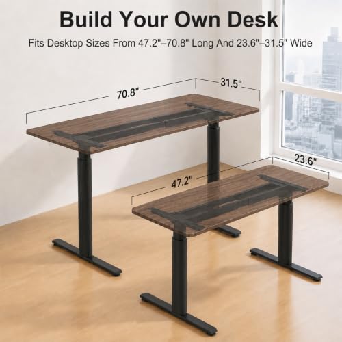 Image of Heavy Duty Dual Motor Electric Sit Stand Desk Frame, Black Desk Base Only | 264 lb Capacity, Ultra-Quiet Height Adjustment, Fits Up to 70 inch x 32 inch Tabletops, 3 Memory Presets, Oval Standing Desk Legs