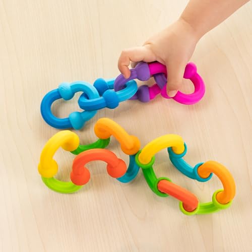 Image of Fat Brain Toys Plip Links, Silicone Building Toys for Creative Play, Creative Construction Play Set for Preschoolers, Kids Toys Ages 3 to 12 | Creative construction playset with ball-and-socket connections. Open-ended play for preschoolers and kids, ages 3 to 12.