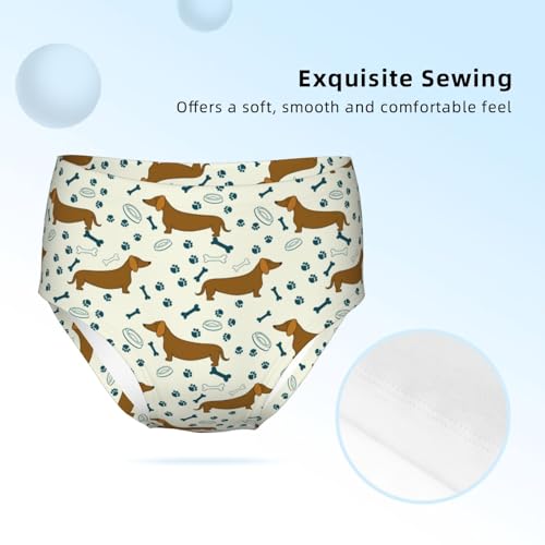 Dachshunds And Paw Prints Girls' Underwear Soft Cotton Little Girls Panties Comfort Briefs3
