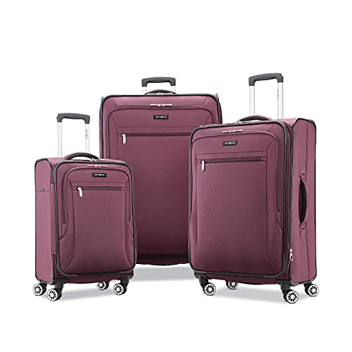 samsonite ascella x softside expandable luggage with spinner wheels plum checked-large 29-inch