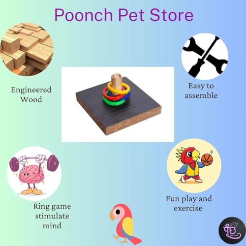 POONCH-PET-STORE-Brain-stimulating-Five-Ring-Toy-for-Budgies-cockateil-Lovebird-and-Other-Parrot-Color-Ring-Game-Made-of-Engineered-Wood
