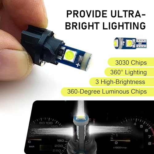 Kit 20 focos LED T5 para tablero de auto blanco miniatura 6