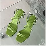 YHCS Estrecha Banda Gladiador Mujer Sandalias Thin High Heel Bombas Zapatos Cruz Strap Summer Outdoor Open Toe Diapositivas
