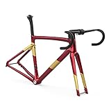 wiedao Vollcarbon-Rennradrahmen, Rennrad-Carbon-Rahmenset mit Gabel + Lenker + Sattelstütze + Vorbauten + Abstandshalter + Achsen + Headsets und Kabelzubehör