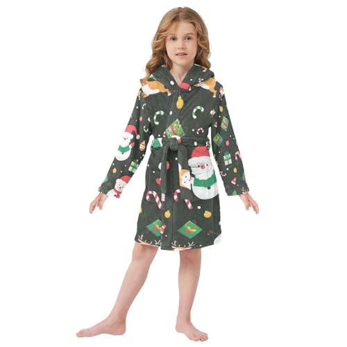 GuoChe Christmas Santa Hooded Pajama Robe For Girls 4-62