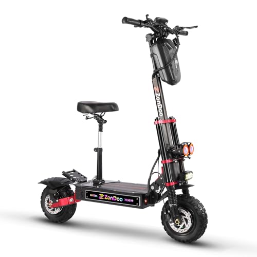 Image of 6000W Electric Scooter Dual Motor Up to 55 MPH, 60V35Ah Battery 60 Miles Long Range, Dual Suspension and Hydraulic Disc Brakes, Fat Tires NFC Unlock Fast Electric Scooter with seat & Damper