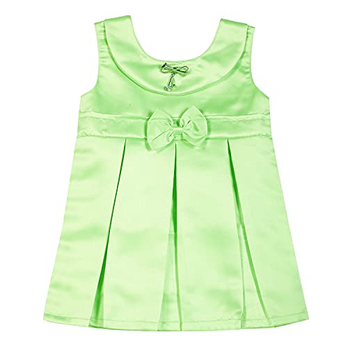 Image of SELVEL Baby Girls Frock Dress | Pleated Knee-Length Satin Dress (STN-PB-0361)