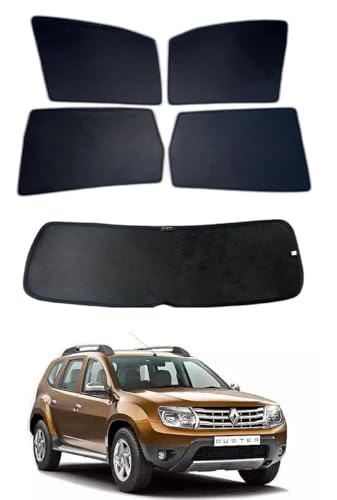 Image of Premium Car Sunshade Fix Type Non-Magnetic Curtain with Rear Dicky Curtain Set of 5pc for Duster