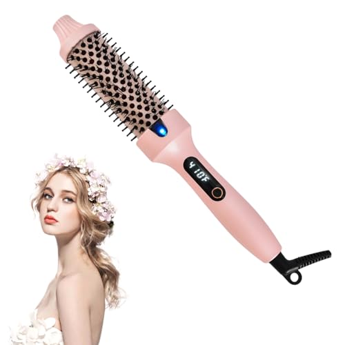 HYTAMY Thermal Brush, 1.5 Inch Heated Round Brush for Blow-Dry Styles, Shinier and Smoother Hair, Portable Travel Styling Tool, Gift for Women (Pink)
