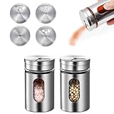 Gewürzdosen, Gewürzstreuer Edelstahl, Gewürzgläser mit Streueinsatz, Gewürzbehälter für Gewürze Küchenutensilien (2pcs Silber)