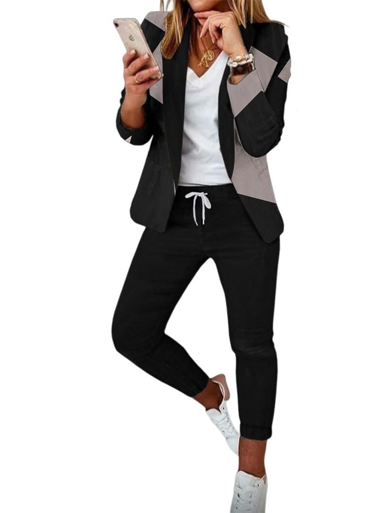 seiveini Conjunto de Traje de Dos Piezas para Mujer Elegante Conjunto de Traje de Negocios OL Oficina Conjunto de Blazer Chaqueta de Traje + Pantalones Slim Color Sólido