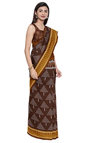 Image of Women's Brown Surat Stiff Saree With Blouse Piece (D624 Brown)