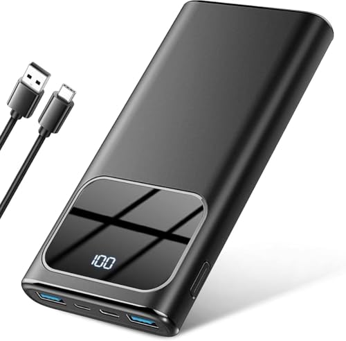 Power Bank, 10000mAh Bateria Externa Carga Rapida, 5V/3A Bateria Portatil con 4 Puertos Salidas y 3 Entradas Compatible con iPhone 17/16/15/14 Pro MAX Samsung S23/S22 Android Tablet etc